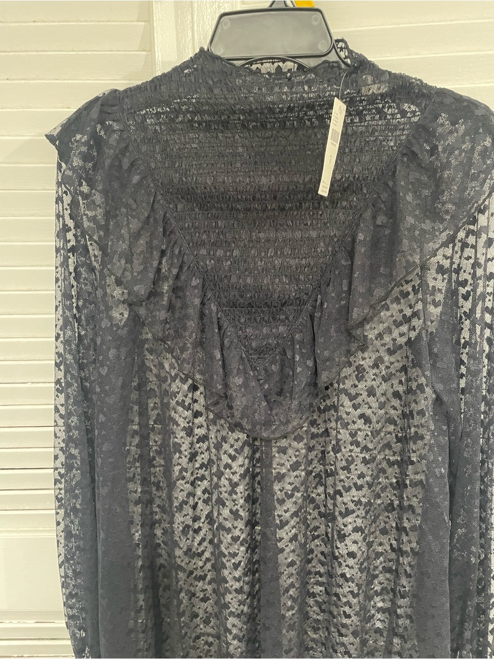 NWT Maeve Sheer Black Ruffle Lace High-Neck Blouse - Picture 9 of 12